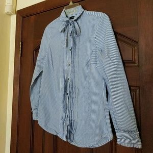 JCrew bow neck tie button down